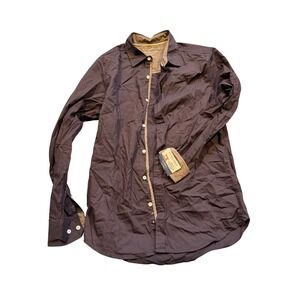 pd&c Peached Poplin Tailored Garment Classic Fit Mens‎ Navy Button Down Shirt S